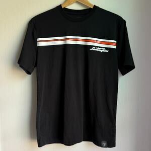 Automobili Lamborghini Stripe Logo Graphic Tee Black L